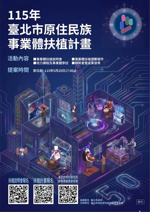 [原住民族創業]115年度臺北市原住民族事業體扶植計畫圖片
